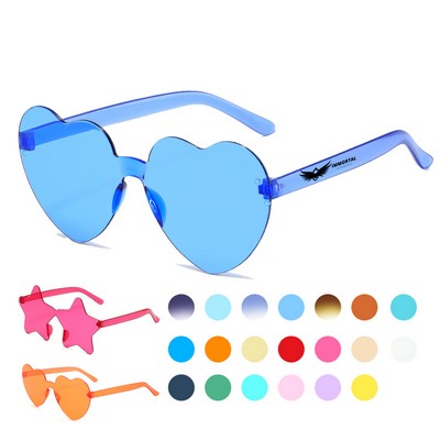 Heart Fire Star Shaped Rimless Tinted Sunglasses UV400