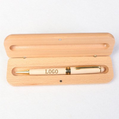 Creative Wooden Ballpoint Pen Laser Engraved Custom Print Wooden Box Set