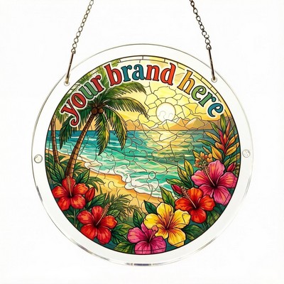 Fun Crystal Clear Acrylic Round Jigsaw Puzzle & Modern Home Wall Decor