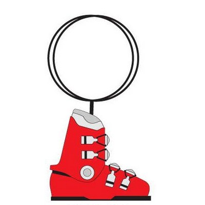 Ski Boot Key Chain w/Clear Mirrored Back (6 Square Inch)