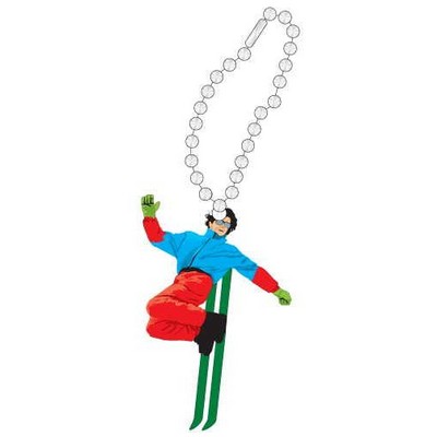 Skier Promotional Key Chain w/ Black Back (8 Square Inch)