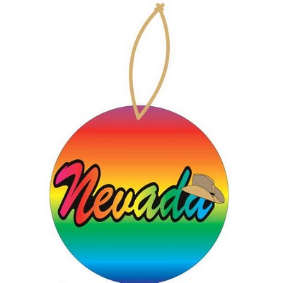 Nevada w/ Cowboy Hat Promotional Ornament w/ Black Back (6 Square Inch)
