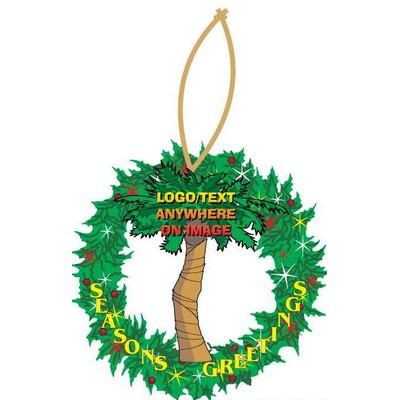 Palm Tree Promotional Wreath Ornament w/ Black Back (6 Square Inch)