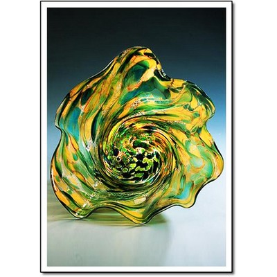 Tide Pool Art Glass Bowl w/ Marble Base (8.5"x6.5")