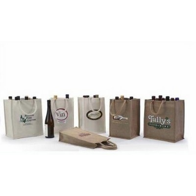 4 Bottle Canvas Tote Bag (8"x8"x14.5")