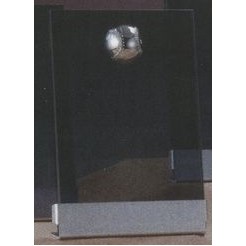 Smoked Glass Plaque Award w/Silver Baseball Accent, Plastic Mounts & Base (4"x6.5")