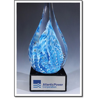 Atlantic Power Custom Art Glass Sculpture w/o Marble Base (3"x5.5")