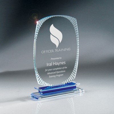 Rectangle Etched Edge Crystal with Layered Base (5.75"x8.25"x1.75")