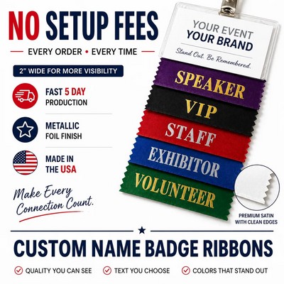 2" Custom Badge Ribbon – Conference & Trade Show Ribbon