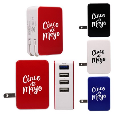 UL 4 Port USB Folding Wall Charger