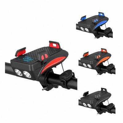 4" 1 USB Rechargeable Bike Light with Phone Holder