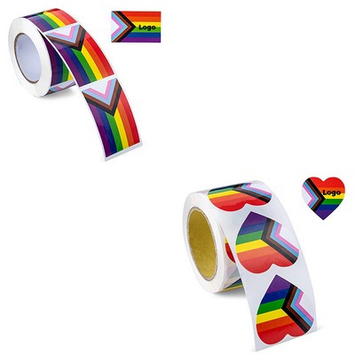 2"x1 1/5" 500Pc LGBT Pride Rainbow Coated Paper Temporary Sticker Roll