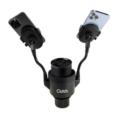 iLive™ Cup Holder with Dual Mobile Phone Mount - Black