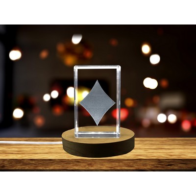 Diamond Card Symbol 3D Engraved Crystal Trophy Award