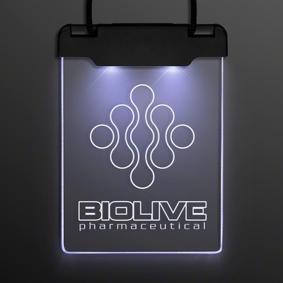 Laser Engraved - White Space Glow Light Badge Necklace - PRINTED