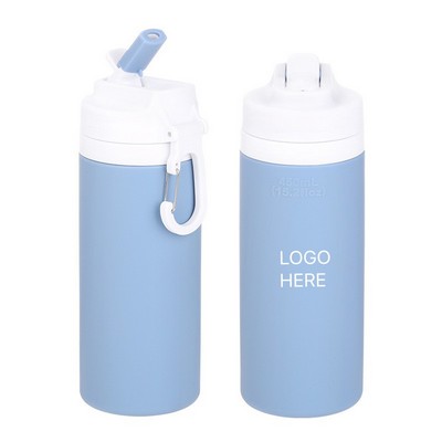 Water Bottle High Quality Bottle Portable Silicone Foldable Straw Cup 450ml