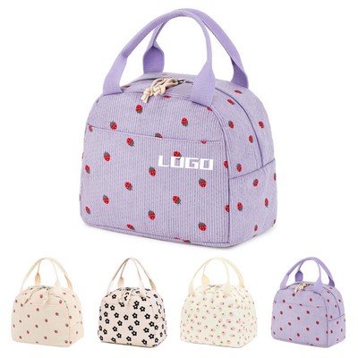 Corduroy Patterned Lunch Tote Bag