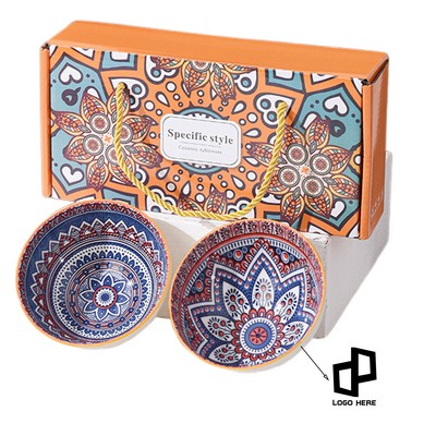 2-In-1 Bohemian Style Ceramic Bowl Set