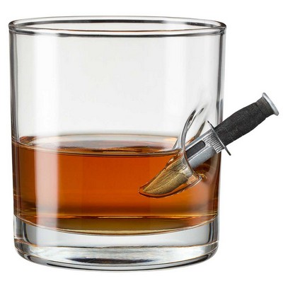 Combat Knife Embedded Rocks Glass