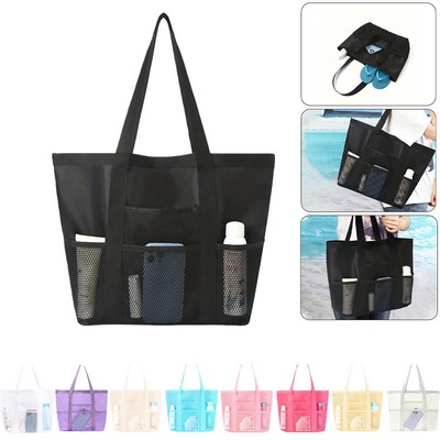 Large Capacity Mesh Pocket Tote Bag