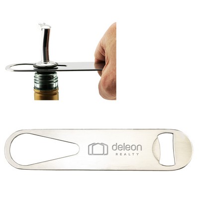 Stainless Steel Pro-Cap Bottle Opener w/Cherry Wood Overlay