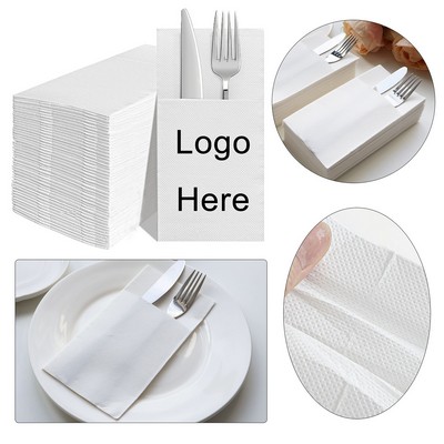 Heavy Duty 55gsm Disposable Dinner Napkins With Cutlery Pouch