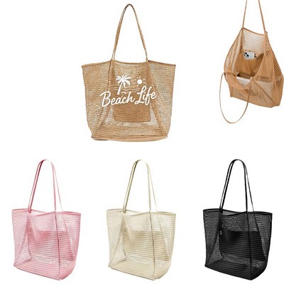Foldable Mesh Beach Bag Tote Shopping Bag