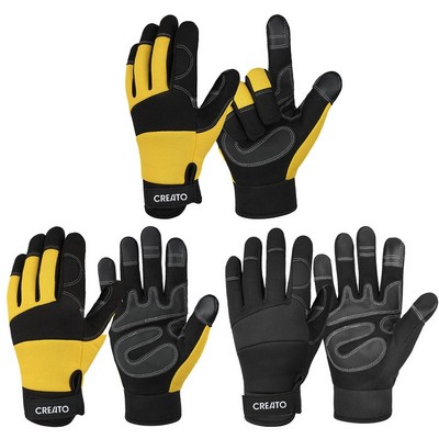 Black Touchscreen Mechanics Gloves