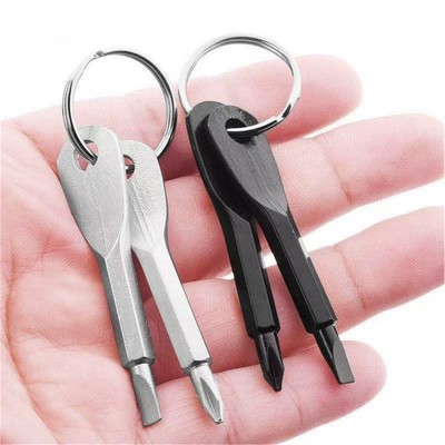 Portable Outdoor Multi-Tool, Slotted & Phillips Screwdriver Set with Keychain & Screwdriver Bits