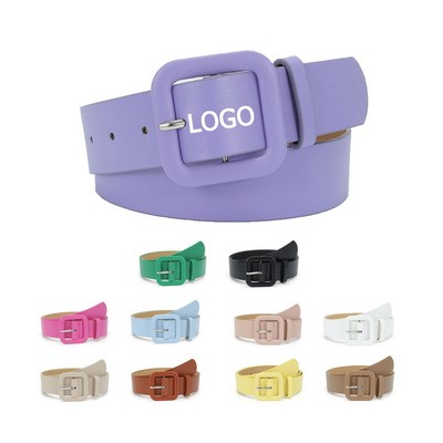 Fashionable Square Buckle PU Belt for Women