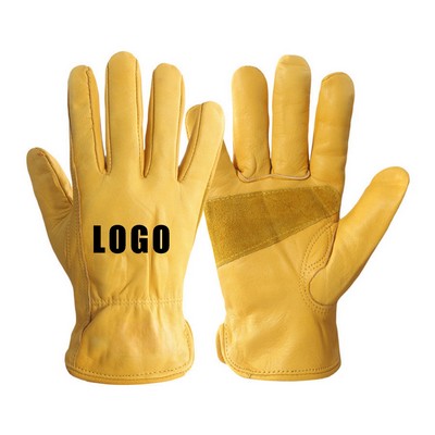 Yellow Genuine Cowhide Leather Work Gloves