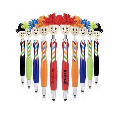MopTopper Stylus Pen – Microfiber Screen Cleaner Pen with Stylus Tip & Smiley Mop Top
