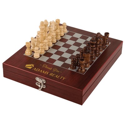 Premium Rosewood Finish Chess Game Set - 9.13" x 10.75"