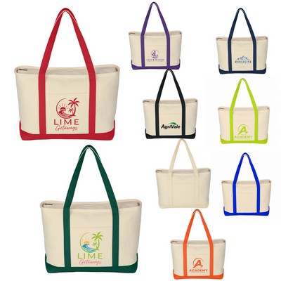 Large 24 oz. Starboard Cotton Canvas Yacht Tote - 14" x 24"