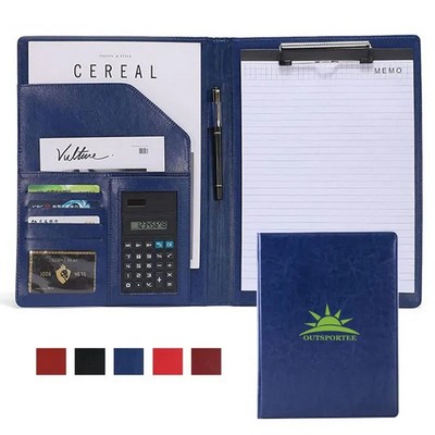 A4 Leather Business Portfolio Calculator Clipboard Organizer