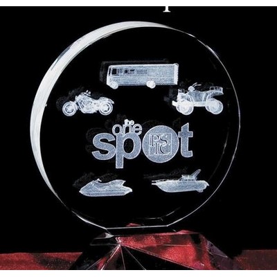 Custom Crystal Image in Rising Moon Plaque w/3D Logo/ Text (5")