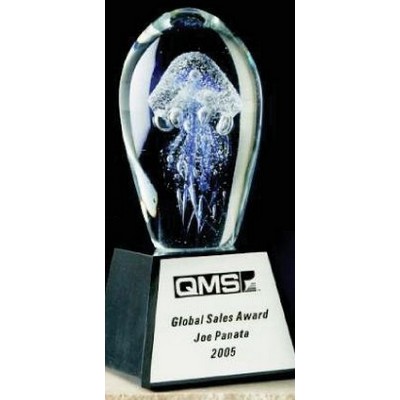 Hand Blown Glass Blue Jelly Fish Award