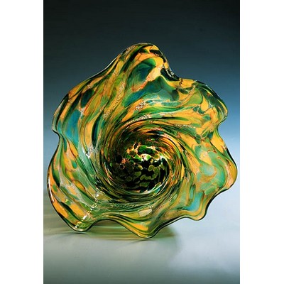 Tide Pool Lantern Art Glass Bowl w/ Marble Base (6.5"x5")
