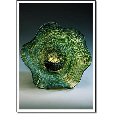 Jade Sea Lantern Art Glass Bowl w/ Marble Base (6.5"x5")