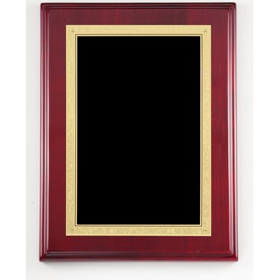 Rosewood Piano Finish Plaque with Florentine Border Plate, 9 x 12"