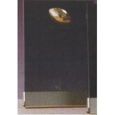 Smoked Glass Plaque Award w/Gold Football Accent, Gold Plastic Mounts & Base (4"x6.5")