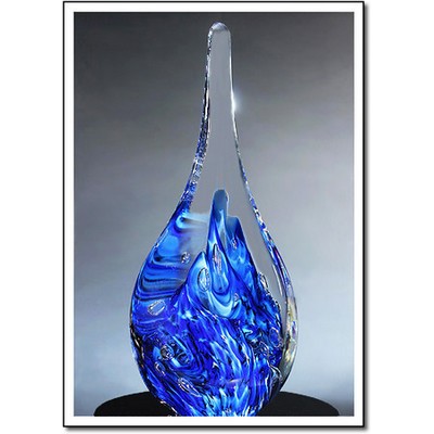 Blue Ice Mountain Art Glass Sculpture w/o Marble Base (3"x6.5")