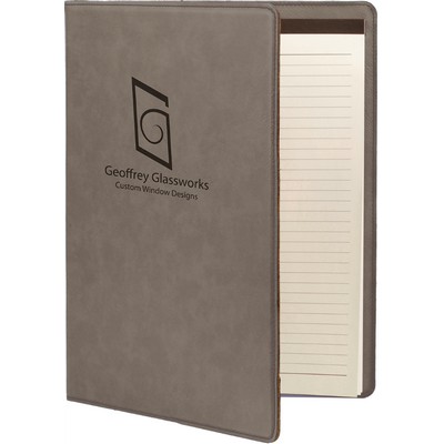 Portfolio with Notepad, Gray Faux Leather, 7" x 9"