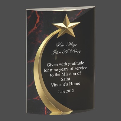 Red Marble Rounded Shooting Star Acrylic Award (6¾")
