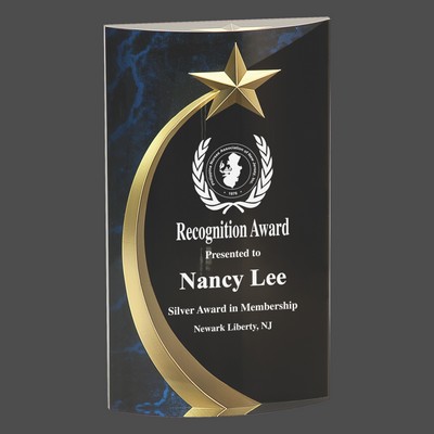 Blue Marble Rounded Shooting Star Acrylic Award (6")