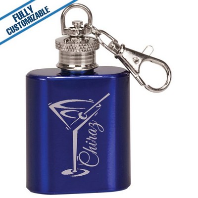 1 Oz. Gloss Blue Flask Keychain