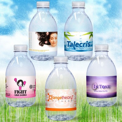 16.9 oz. Spring Water Full Color Label, Clear Bullet Bottle w/Purple Cap