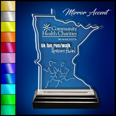 10" Minnesota Clear Acrylic Award with Mirror Accent