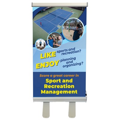 Econo Table Top Retractable Banner - 15" Full Color, Poly Film