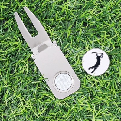 4" 1 Golf Divot Tool, Ball Marker, Magnetic Cigar holder and Putter holder